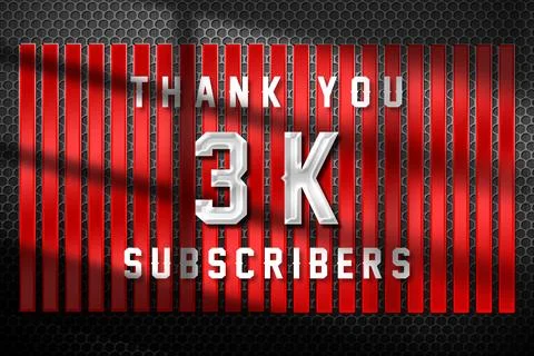 3 K  subscribers celebration greeting banner with Steel Design Stock Illustration