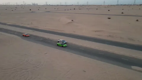 3 Lambos in the Desert Stock Footage 256915186