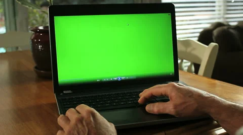 3 LAPTOP GREENSCREEN DOLLY IN Stock Footage 33847212