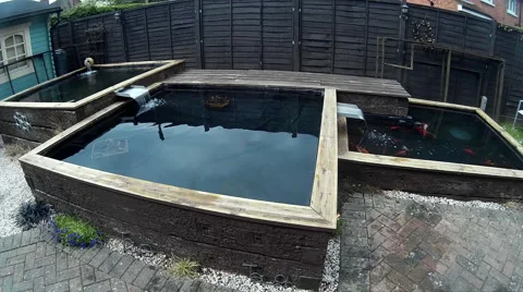 3 large timber built garden ponds 2 Video stock 49740837