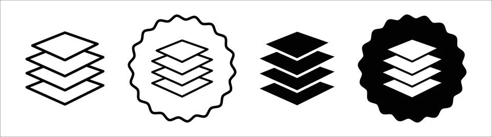 3 Layer icon symbol set collection. 3 Layer simple vector sign bundle Stock Illustration