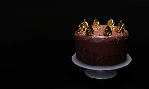 3 layers of soft chocolate cake topped with chocolate sauce, decorated with g Stock Illustration