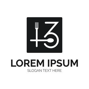3 Letter with Spoon And Fork Logo Vector Design Stock Illustration