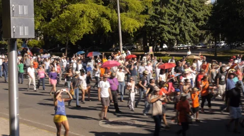 3 - march protest crowd remonstration mass demonstrations 11-23-13 Stock Footage 32867140