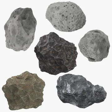 3 Meteorites and 3 Asteroids 3D Model