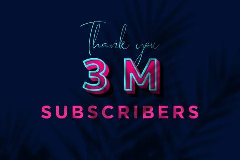3 Million  subscribers celebration greeting banner with Pink Extrude Design Stock Illustration