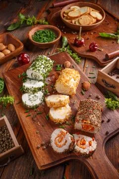 3 mini cheese appetizers Stock Photos