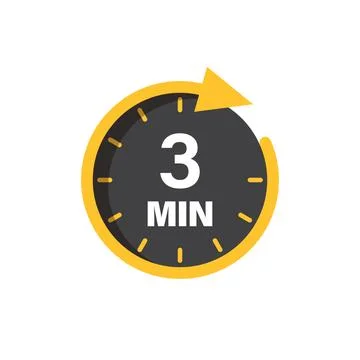 3 minute on stopwatch icon in flat style. Clock face timer vector illustrat.. Stock Illustration