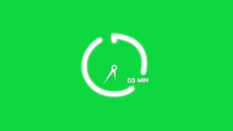 3-Minute Timer Clock Green Screen Animation.  Stopwatch, Time Indicator, Stock Footage 310480839