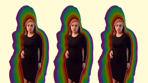 3 Model Dances Rainbows on Color Stock Footage 70344591