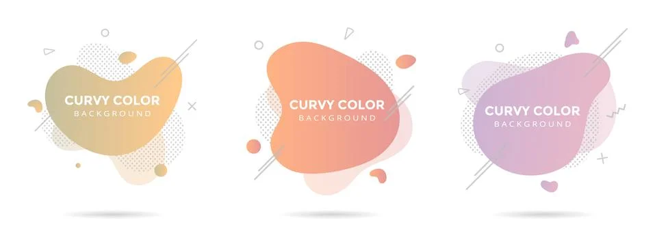 3 Modern liquid abstract element graphic gradient flat style design Stock Illustration