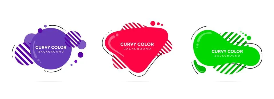 3 Modern liquid abstract element shape memphis style design Stock Illustration