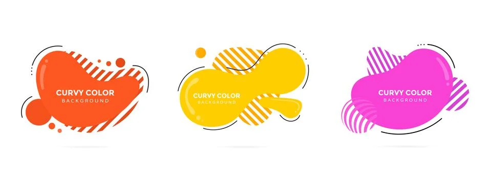 3 Modern liquid abstract element shape memphis style design Stock Illustration