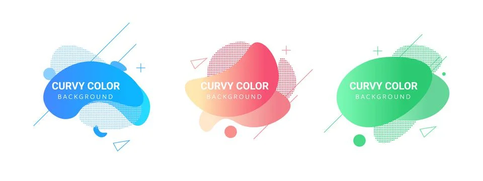 3 Modern liquid abstract element graphic gradient Stock Illustration