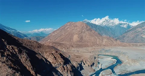 3 Mountain ranges in Pakistan Stock Footage 123899552
