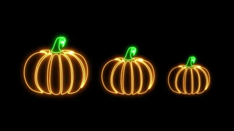 3 Neon Pumpkins Stock Footage 251321633