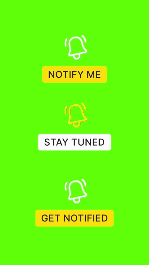 3 Notification Bell Lower Thirds Pack - Green Screen - 4K Vertical Stock Footage 327075267