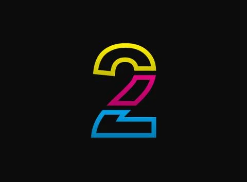 3 number logo, vector desing font .Dynamic cmyk split blue, pink, yellow colo Stock Illustration