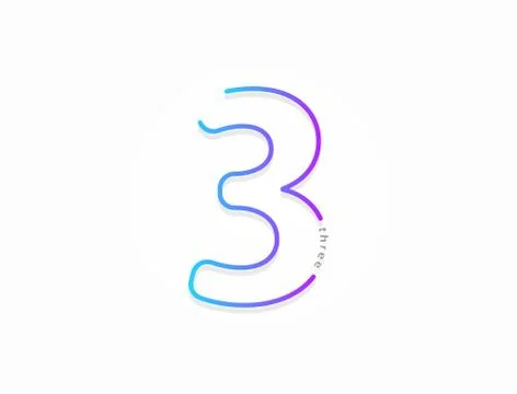 3 number, modern gradient font alphabet. Trendy, dynamic creative style desig Illustrazione stock