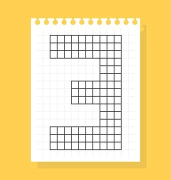 3 number on notepad sheet of squared paper, made of squares. Vector illustrat Stock Illustration