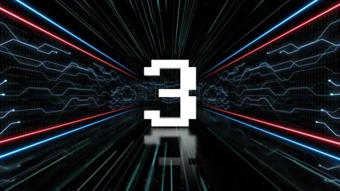 3 Number in Tech Room Animation, Top Ten, on Alpha Channel, Loop Stock Footage 254460167