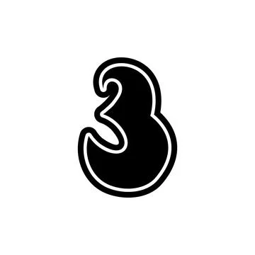 3 number three font decorative hand drawn lettering, vector numeral. Stock Illustration