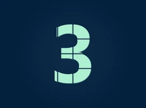 3 number, vector desing font.  Made of knife cut. For logo, brand label, desi Stock Illustration