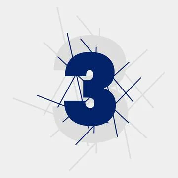 3 Numeric text conceptual logo vector design Stock Illustration