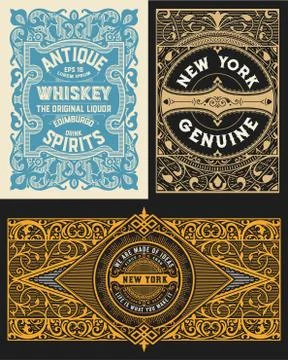 3 old designs for packing Stock Illustration