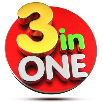 3 in one 3d rendering on white background.(with Clipping Path). Stock Illustration