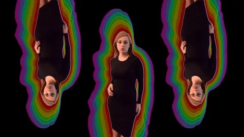 3 Opposing Model Dances Rainbow on Black Stock Footage 70344688
