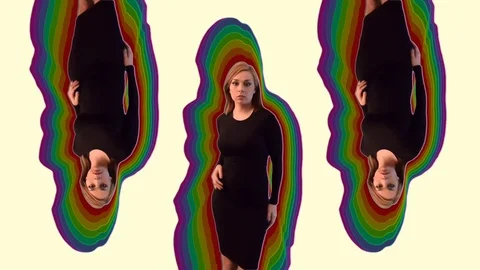 3 Opposing Model Dances Rainbow on Color Stock Footage 70344689