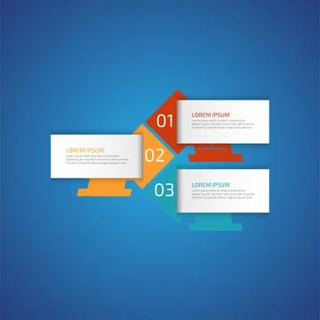 3 options business data process chart slide template. Workflow, visualizati.. Stock Illustration