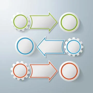 3 options with gears and circles Illustrazione stock