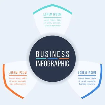 3 Options Infographic circle design 3 steps, objects, elements or options info Stock Illustration