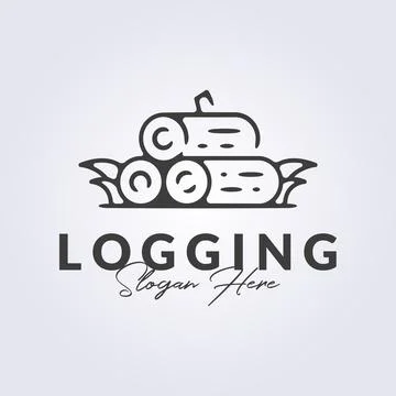 3 outline logs logo logging icon symbol vector illustration design, line ar.. Stock Illustration