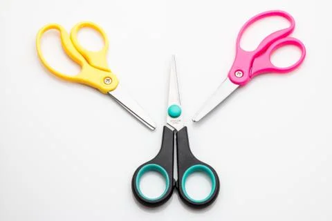 3 pair of Scissors on white background. Stock Photos