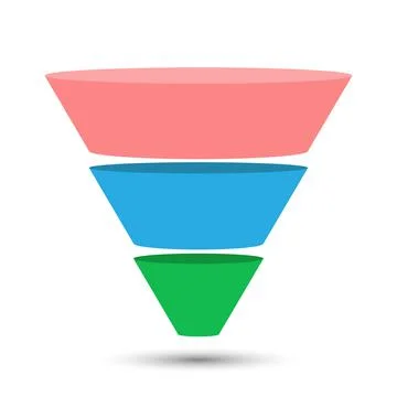 3-part lead generation template. A marketing funnel, pyramid, or sales conver Stock Illustration