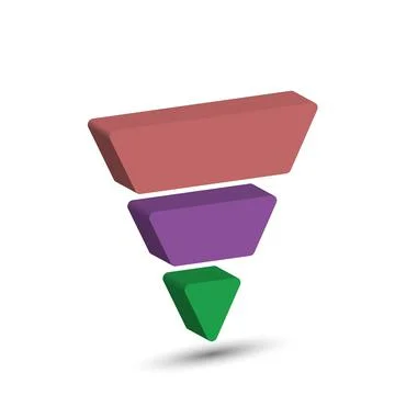 3-part lead generation template. Marketing pyramid or sales conversion cone. Stock Illustration
