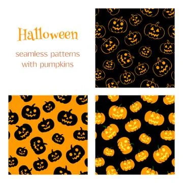 3 patterns with pumpkins Stock Illustration