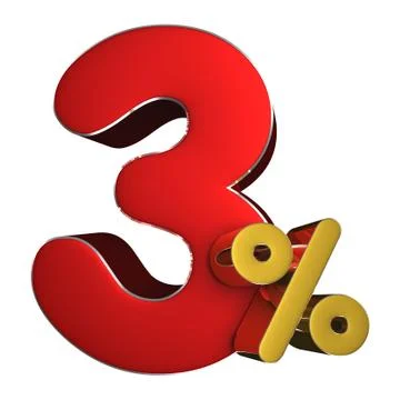 3 percent 3D.(with Clipping Path). Stock Illustration