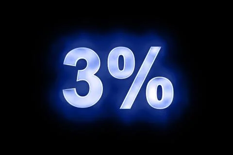 3 percent in glowing numerals on blue Stock Illustration