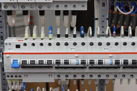 3-phase differential circuit breakers. Stock Photos