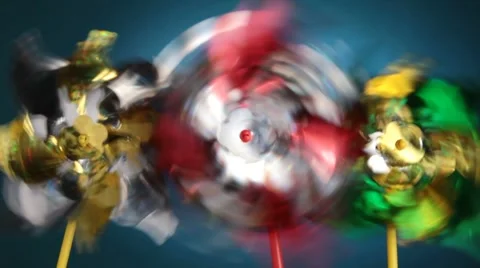 3 Pinwheels spinning Stock Footage 7741336