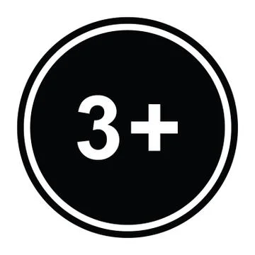 3 plus icon. black vector 3 + plus sign Stock Illustration