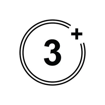 3 plus icon. black vector 3 + plus sign Stock Illustration