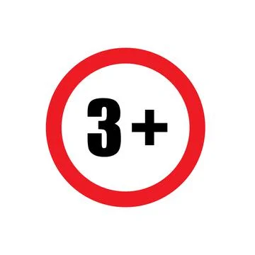 3 plus icon vector under three years prohibition sign, adults only for your w Stock Illustration