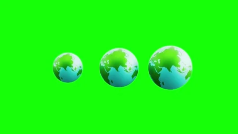 3 Pulsing Earth Planets, Loading Loop Animation. Green Screen Chroma Key Stock Footage 338168761