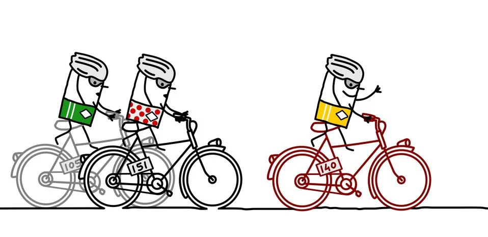 3 racing cyclists Stock Illustration