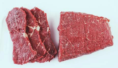 3 raw straks of beef Stock Photos